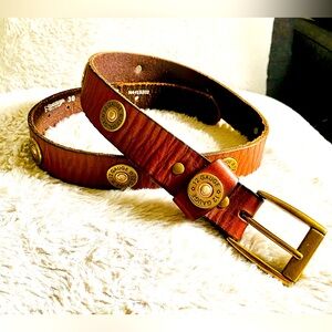 NOCONA Brown Leather Shotgun Shell Accent Belt